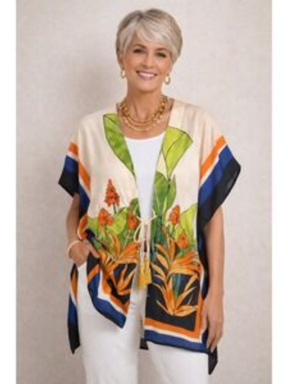 Chico's Bird of Paradise Flower Duster Kimono sz S/M